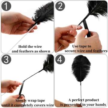 Holmgren Black Ostrich Feathers Kit for Events and Deco