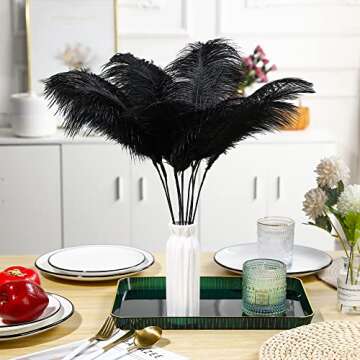 Holmgren Black Ostrich Feathers Kit for Events and Deco