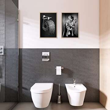 Bathroom Decor Wall Art Prints Glam Glitter Tissue Bathroom Artwork for Wall Black and White Modern Fashion Women Funny Bathroom Wall Art Set of 4 (8x12 in UNFRAMED, Black and White)