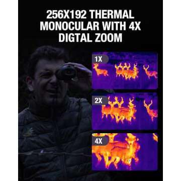 Teslong Thermal Monocular, 256x192 Thermal Imaging Monocular Handheld Infrared Scope, Weather-Resistant Vision Short Range for Hunting, Outdoor Camping, Travel