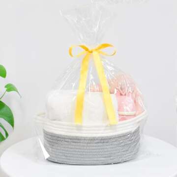 Cute ABenkle Small Woven Storage Basket for Organizing