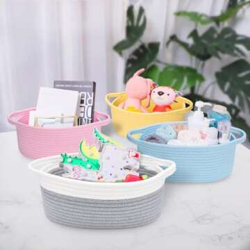 Cute ABenkle Small Woven Storage Basket for Organizing