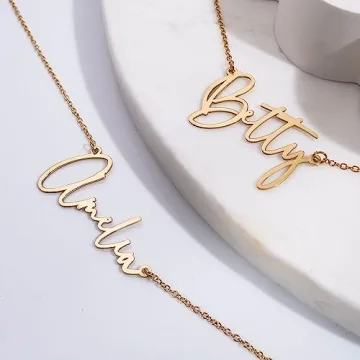 Personalized Gold Name Necklace Modern Script Custom Jewelry