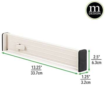 mDesign Expandable Dresser Drawer Divider with Foam Ends, Drawer Divider Locks in Place, Separators for Clothing and Accessories in Closet or Dresser Drawer, Ligne Collection, 8 Pack, Cream/Beige