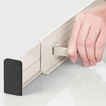 mDesign Expandable Dresser Drawer Divider with Foam Ends, Drawer Divider Locks in Place, Separators for Clothing and Accessories in Closet or Dresser Drawer, Ligne Collection, 8 Pack, Cream/Beige