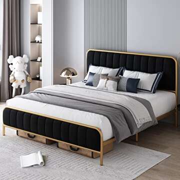 HITHOS Queen Size Bed Frame - Stylish and Sturdy Design