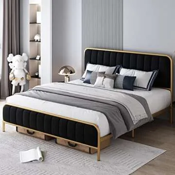 HITHOS Queen Size Bed Frame - Stylish and Sturdy Design