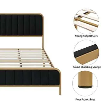HITHOS Queen Size Bed Frame - Stylish and Sturdy Design