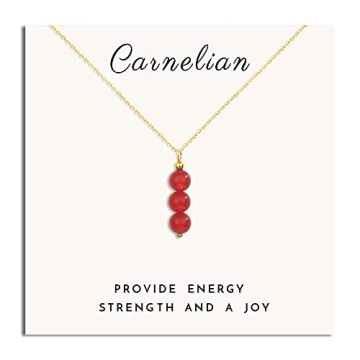SmileBelle 14K Gold Filled Carnelian Necklace - July Birthstone Jewelry