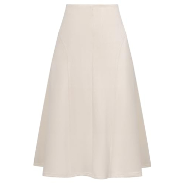 Kate Kasin Women's Suede Midi Skirt 2024 Fall Winter High Waist A Line Skirt Beige