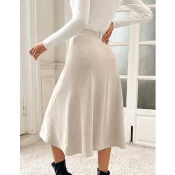 Kate Kasin Suede Midi Skirt for Women - Chic & Versatile