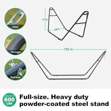 Gafete 2 Person Heavy Duty Hammock Stand, 600 lbs Capacity