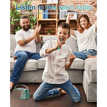 JIEFOCH Karaoke Machine for Kids & Adults, Portable Mini System with 2 Wireless Microphones & Bluetooth Connectivity,Sing Your Heart Out (Retro Green)