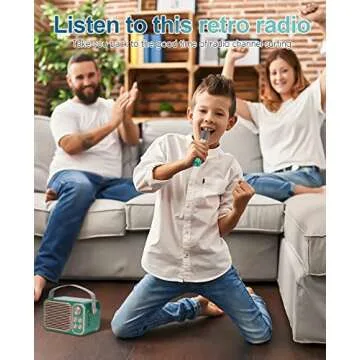 JIEFOCH Karaoke Machine for Kids & Adults, Portable Mini System with 2 Wireless Microphones & Bluetooth Connectivity,Sing Your Heart Out (Retro Green)