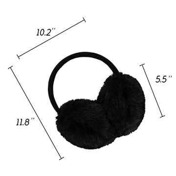 POXIMI Women Winter Earmuffs Girl Ski Adjustable Ear Covers for Kid Cute Bow Ear Warmer Outdoor Earmuff Fleece Lining (C-Black, ONE SIZE)