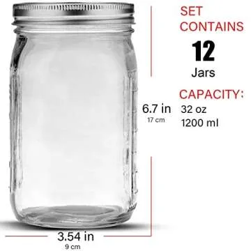Bedoo 32 oz Mason Jars - Durable Glass for Canning