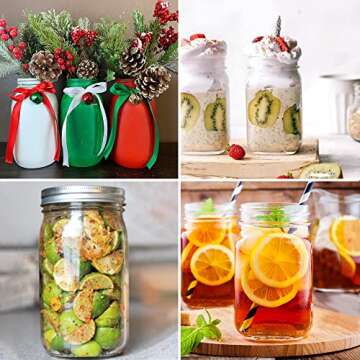 Bedoo Mason Jars 32 oz, 12 Pack Quart Mason Jars With Wide Mouth Lids, Glass Jars for Canning, Food Storage, Meal Prep, Overnight Oats, Fermenting, Pickling, DIY Projects