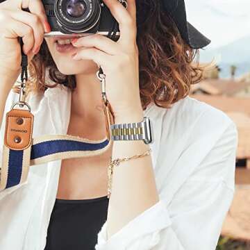 Wolait Stainless Steel Band Compatible with Apple Watch 42mm(Series 10) 41mm 40mm 38mm,Upgraded Business Metal Replacement Bands for iWatch Series 10/9/8/7/ 6/5/4/3/SE -Silver/Gold