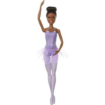 Barbie Ballerina Doll, Brunette Wearing Removable Purple Tutu, Sculpted Toe Shoes & Ballet Arms
