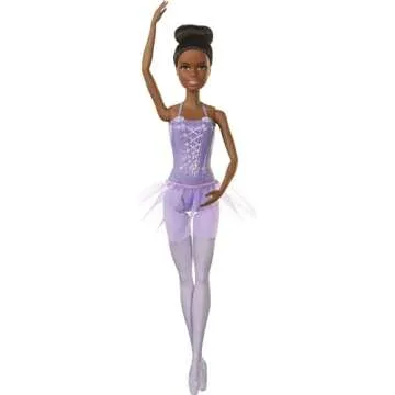 Barbie Ballerina Doll, Brunette Wearing Removable Purple Tutu, Sculpted Toe Shoes & Ballet Arms