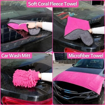 Thinkwork Pink Car Wash Kit for Women - 17pc Detailing Set