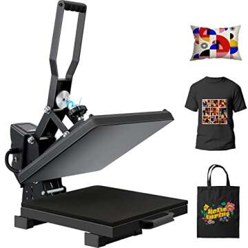 VEVOR Auto Heat Press, 15x15 Magnetic Semi-Automatic Heat Press Machine, Digital Clamshell Sublimati...