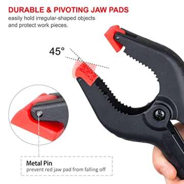 FASTPRO 20-PACK 4-Size Nylon Plastic Spring Clamps with String Bag Organizer, Included 6-1/2in., 4-1/2in., 3-1/2in.and 2-1/2in.