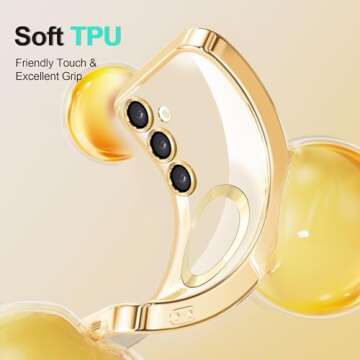 ACOSTETE for Samsung Galaxy S24 Case Magnetic Clear,[with Camera Lens Protector & Compatible with MagSafe] Bling Sparkle Luxury Plating Phone Case Soft TPU Slim Shockproof Cover for Galaxy S24,Gold