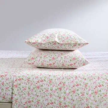 Laura Ashley Queen Cotton Percale Bedding Set - Norella Pink