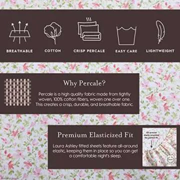 Laura Ashley Queen Cotton Percale Bedding Set - Norella Pink