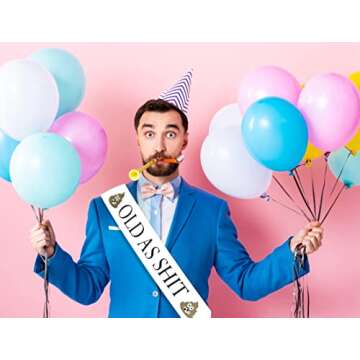 JPACO Old AS SHlT Sash – Birthday & Retirement Sash For Men and Women & Large Safety Pin. Great fo...