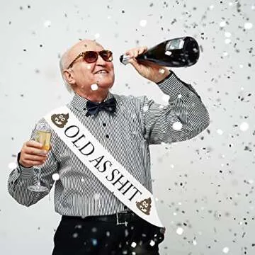 JPACO Old AS SHlT Sash – Birthday & Retirement Sash For Men and Women & Large Safety Pin. Great for Retired Work Party, Events, Party Supplies, Novelty Gifts, Favors, & Decorations