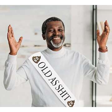 JPACO Old AS SHlT Sash – Birthday & Retirement Sash For Men and Women & Large Safety Pin. Great for Retired Work Party, Events, Party Supplies, Novelty Gifts, Favors, & Decorations