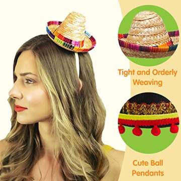 JOYIN Cinco De Mayo Sombrero Headbands - Fabric and Straw Mexican Hats, Party Costumes, Luau Event P...