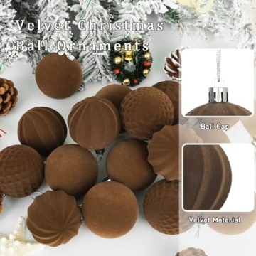 Velvet Christmas Balls Set - 16 Pcs Shatterproof Decor