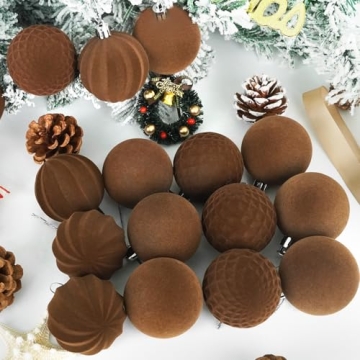 Velvet Christmas Balls Set - 16 Pcs Shatterproof Decor
