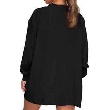 RUEWEY Women 2 Piece Tracksuit Casual Outfits Button Down Shirt Cardigan Tops + Elastic Waist Lounge Shorts Set (S, Black)