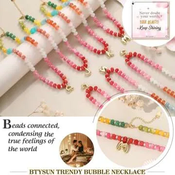 Bubble Necklace Letter Beaded Initial Necklaces for Women A Necklace Gold Gifts for Her Colorful Bead Necklaces for Teens Birthday Christmas Jewelry for Her Sister Stocking Stuffers for Teens