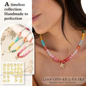 Bubble Necklace Letter Beaded Initial Necklaces for Women A Necklace Gold Gifts for Her Colorful Bead Necklaces for Teens Birthday Christmas Jewelry for Her Sister Stocking Stuffers for Teens