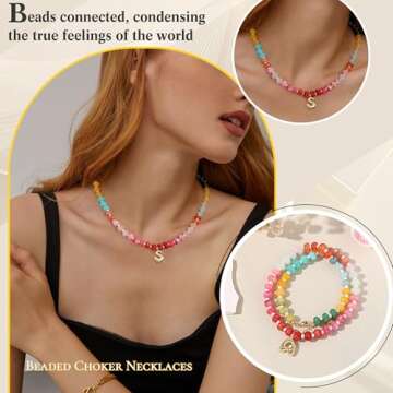 Bubble Necklace Letter Beaded Initial Necklaces for Women A Necklace Gold Gifts for Her Colorful Bead Necklaces for Teens Birthday Christmas Jewelry for Her Sister Stocking Stuffers for Teens