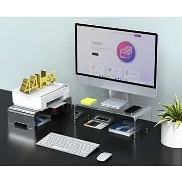 Zimilar 2 Pack Monitor Stand Riser, Acrylic Computer Stand Riser for Computer, Laptop, Printer, Notebook, iMac, Crystal Clear Laptop Stand and Monitor Riser(Large & Small Acrylic)