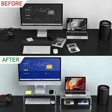 Zimilar 2 Pack Monitor Stand Riser, Acrylic Computer Stand Riser for Computer, Laptop, Printer, Notebook, iMac, Crystal Clear Laptop Stand and Monitor Riser(Large & Small Acrylic)