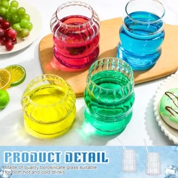 Ziliny 4 Pcs Wave Shape Glassware Set with Straws