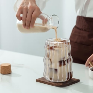 Ziliny 4 Pcs Wave Shape Glassware Set with Straws