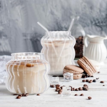 Ziliny 4 Pcs Wave Shape Glassware Set with Straws