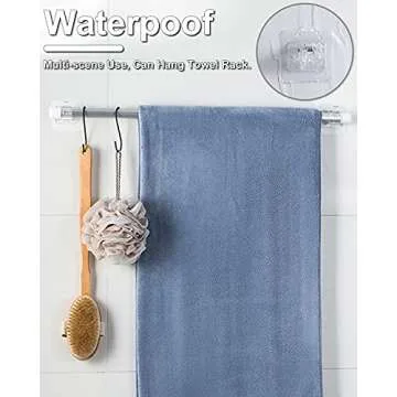 Curtain Rod Bracket No Drilling 8pcs, Self Adhesive Curtain Rod Brackets, Nail Free Adjustable Drapery Towel Holder Fixing Hook for Home Bathroom Kitchen and Hotel Use (Transparent)