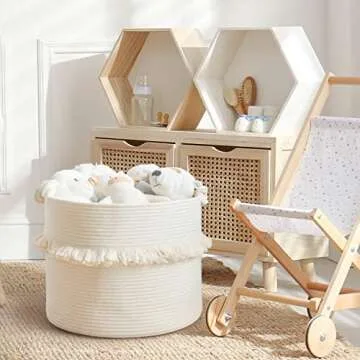 CherryNow Woven Storage Basket for Nursery and Home