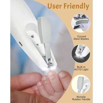 Lictin Baby Healthcare and Grooming Kit, 26 in 1 Rechargeable Nail Trimmer Electric Set,Safe File with Auto Light, Newborn Nursery Health Care Portable Safety Set for Infant Toddlers Boys Girls, Grey