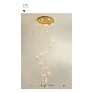 ObabO Chandelier Modern Staircase Chandelier Acrylic Golden Ceiling Chandelier - Living Room Dining Room LED Lighting Installation ，Home Lighting