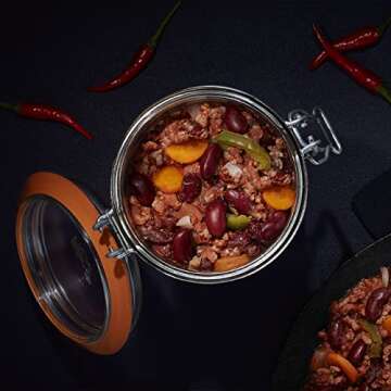 Le Parfait Super Terrine Jar | 12oz (Pack of 6) 350ml French Glass Jar, Airtight Rubber Seal & Glass Lid | Glass Jars for Kitchen Organization and Storage Containers for Essentials